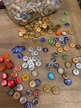 Huge lot Mixed Beer & Soda Bottle Cap Lot - Colorful Collectible Caps